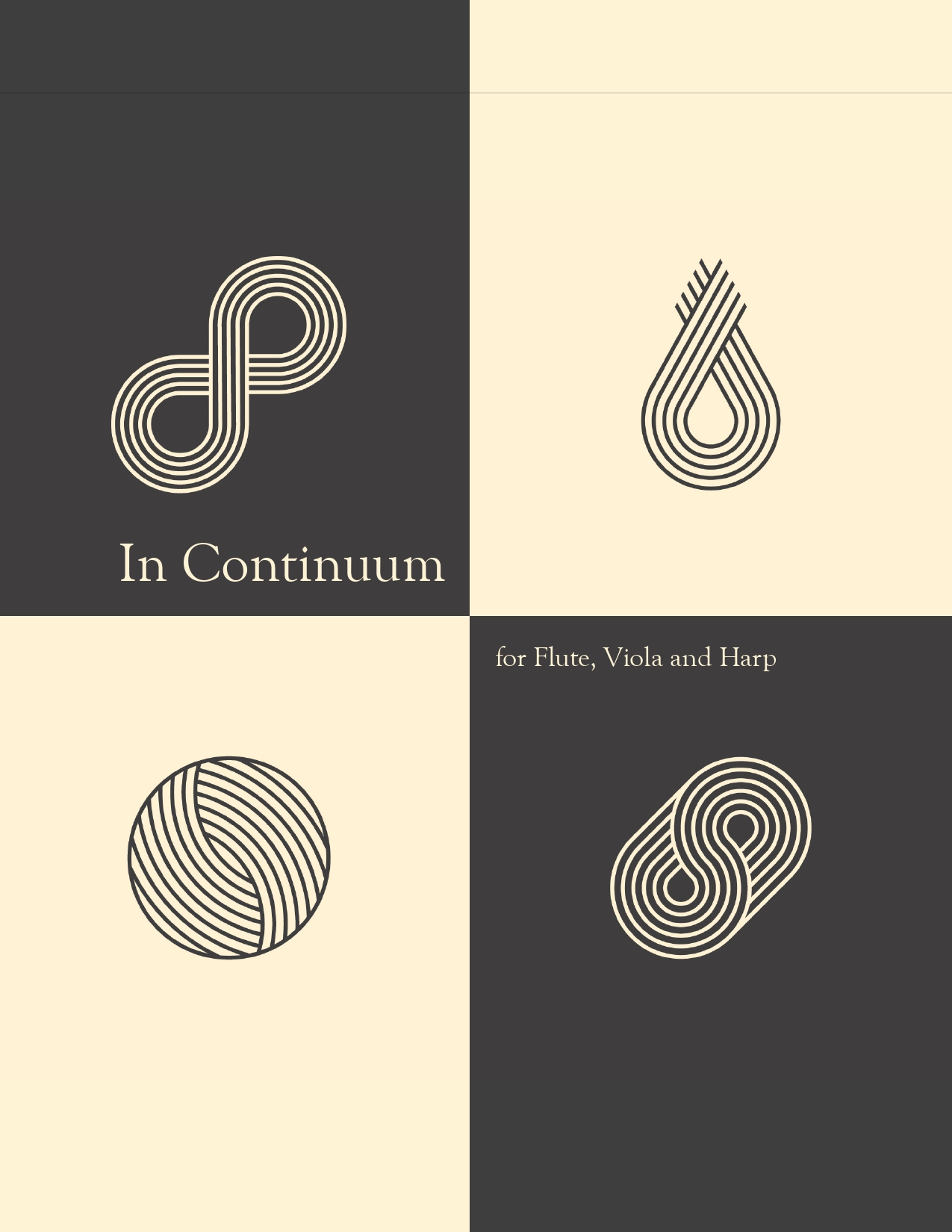 In Continuum Score for Flute, Viola, and Harp